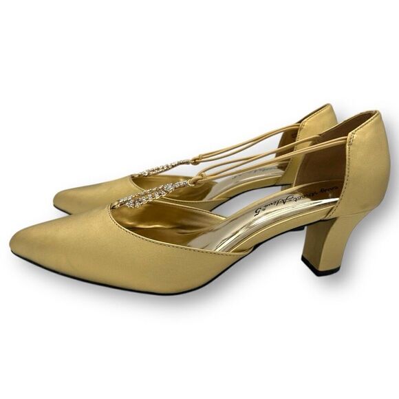 Easy Street Womens Alive 5 Satin Low Heel Pumps Gold Size 10M - Picture 1 of 11